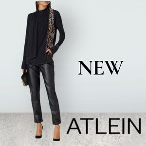 ATLEIN Draped Scarf Silk Blend Snake Print Blouse Size US 12 EU42 Style#CHO2203